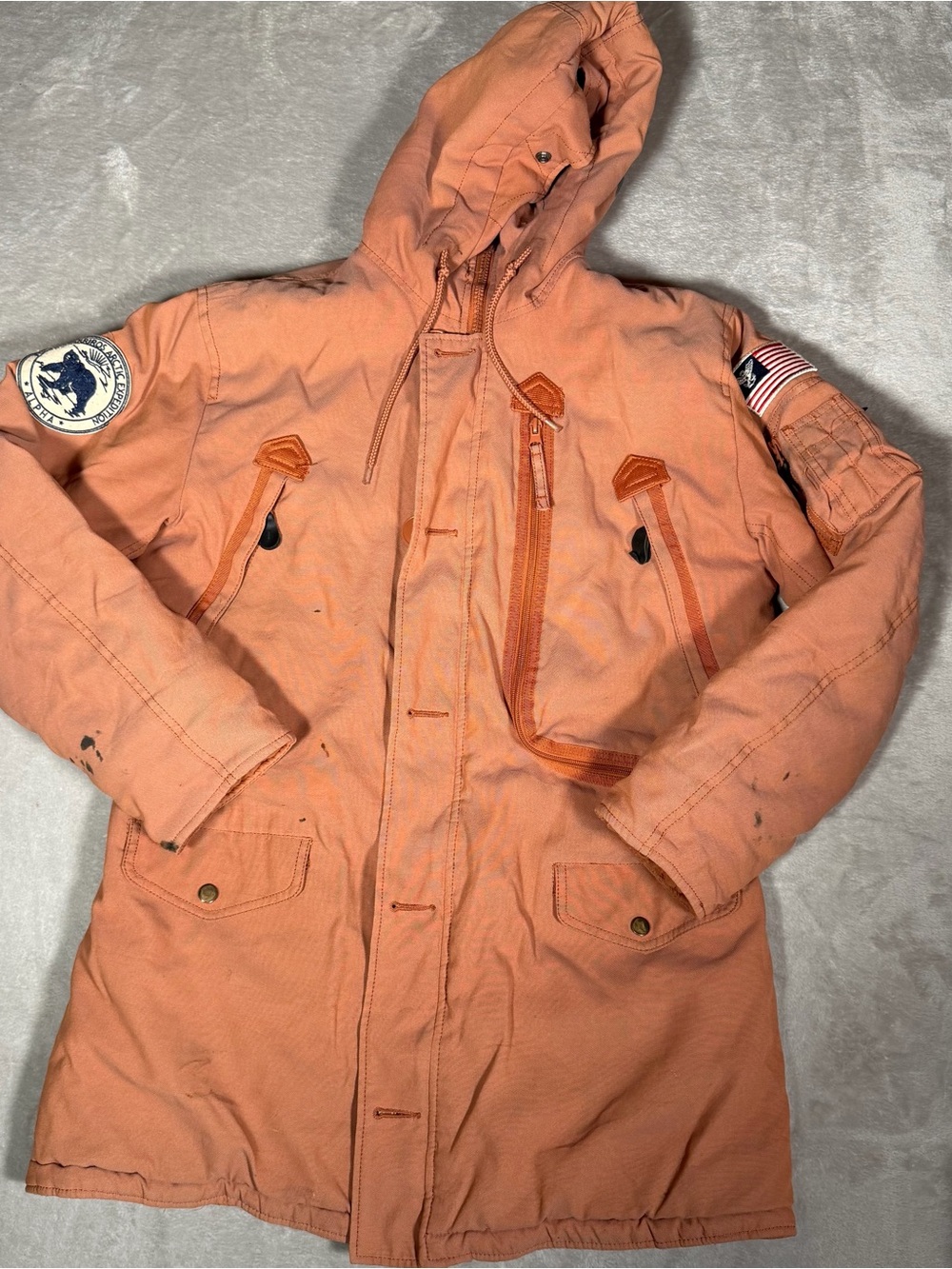 Alpha Industries Orange Hooded Field Parka Jacket
